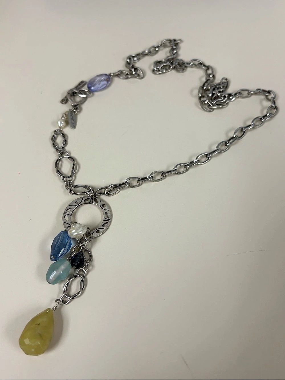 Avenue Statement Pendant Necklace in Silver & Yellow